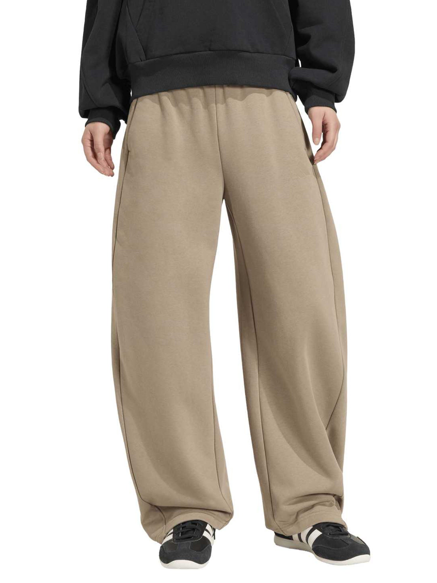 Pantalone donna Adidas Essentials fleece barrel marrone contemporaneo